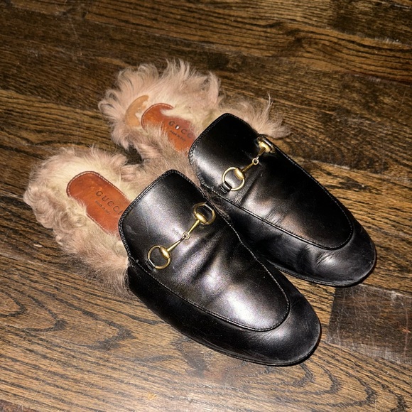 GUCCI Princetown horsebit-detailed shearling-lined leather slippers AUTHENTIC - Picture 11 of 12